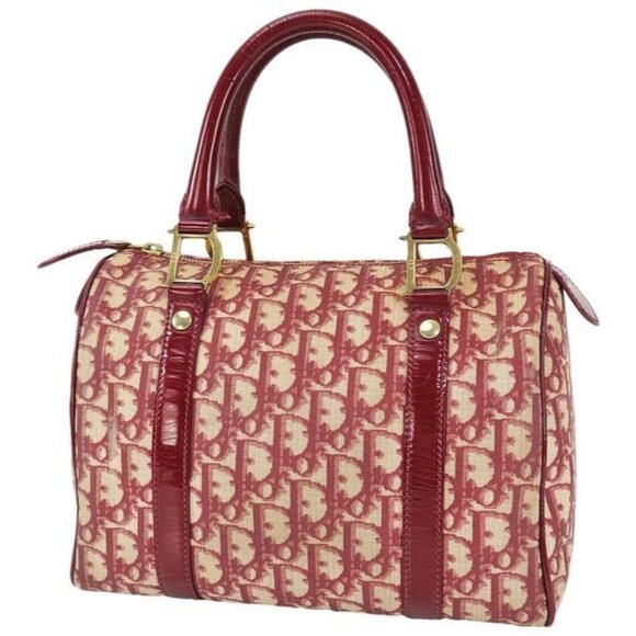 Dior Red Trotter Print Coated Canvas And Leather Satchel - Picture 1 of 11